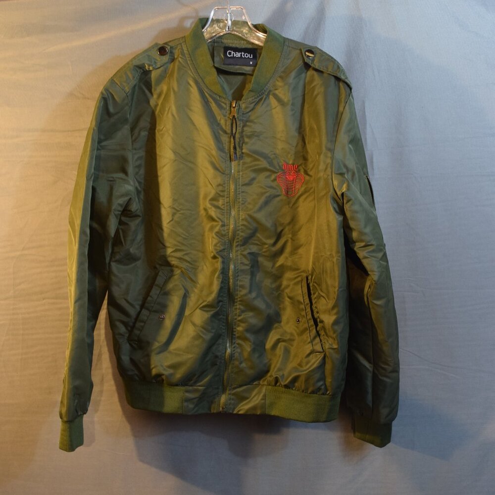 Embroidered Snake Bomber Jacket